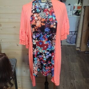 Vibrant Coral Cardigan Only
